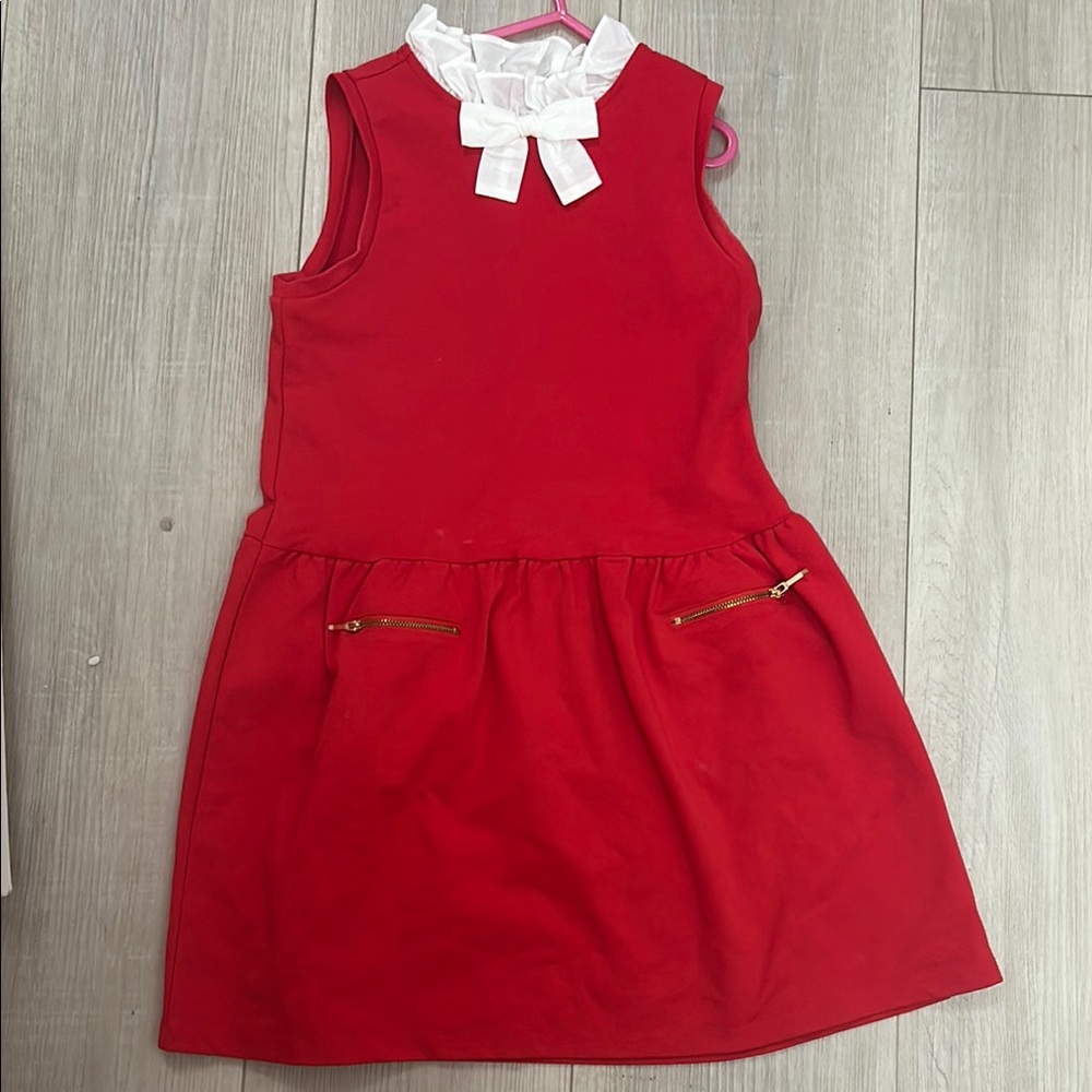 Janie and Jack Red Sleeveless Sundress with White Bib Collar